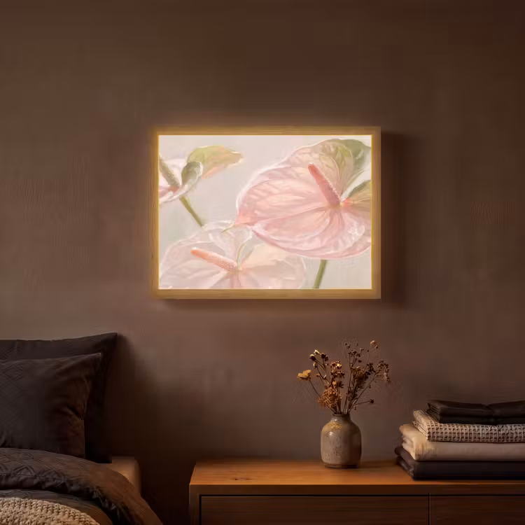 Bloemen - Pastel - Abstract - Natuur - Groen Light Box met batterij (Wandlamp) middel -sfeer4