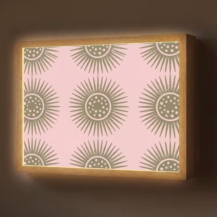 Bloemen - Patroon - Abstract - Roze - Groen Light Box met batterij (Wandlamp) middel -z3d_website