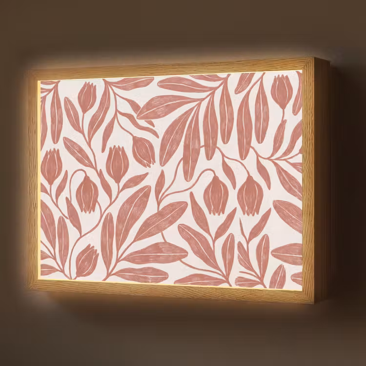 Bloemen - Patroon - Modern - Natuur - Bruin Light Box met batterij (Wandlamp) middel -z3d_website