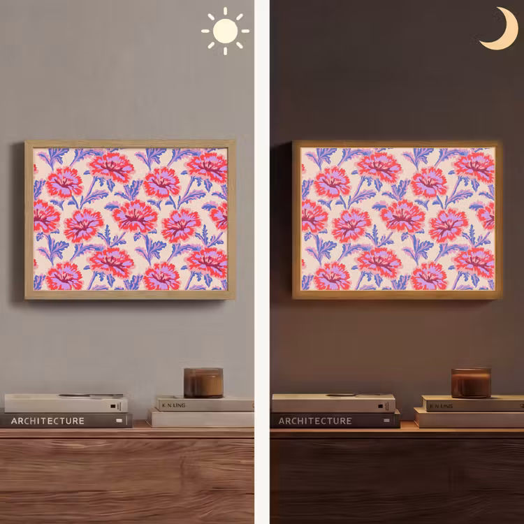 Bloemen - Patroon - Meerkleurig Light Box met batterij (Wandlamp) middel 907 -sfeer3