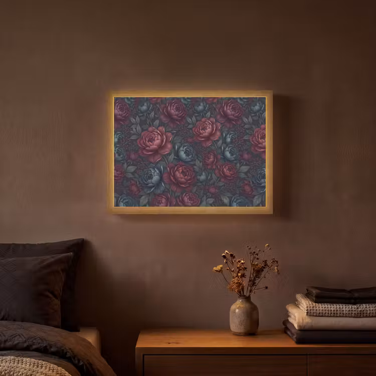 Bloemen - Patroon - Natuur - Klassiek - Donker Light Box met batterij (Wandlamp) middel -sfeer4