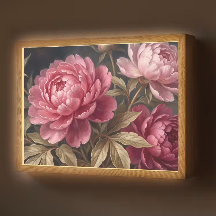 Bloemen - Roze - Klassiek - Natuur Light Box met batterij (Wandlamp) middel -z3d_website