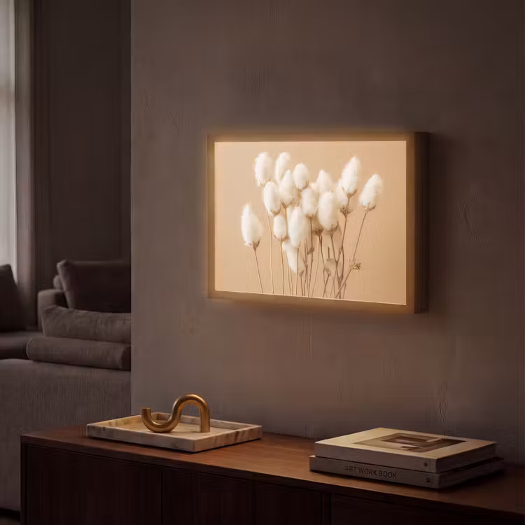 Bloemen - Planten - Bruin - Pastel Light Box met batterij (Wandlamp) middel -sfeer1