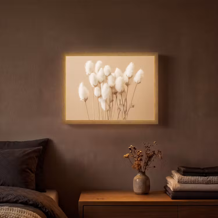 Bloemen - Planten - Bruin - Pastel Light Box met batterij (Wandlamp) middel -sfeer4