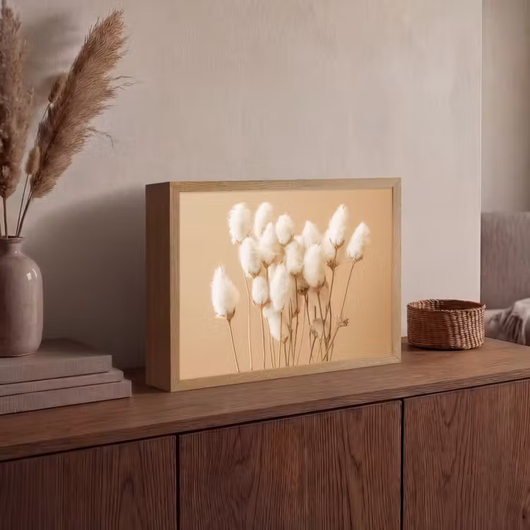Bloemen - Planten - Bruin - Pastel Light Box met batterij (Wandlamp) middel -sfeer2