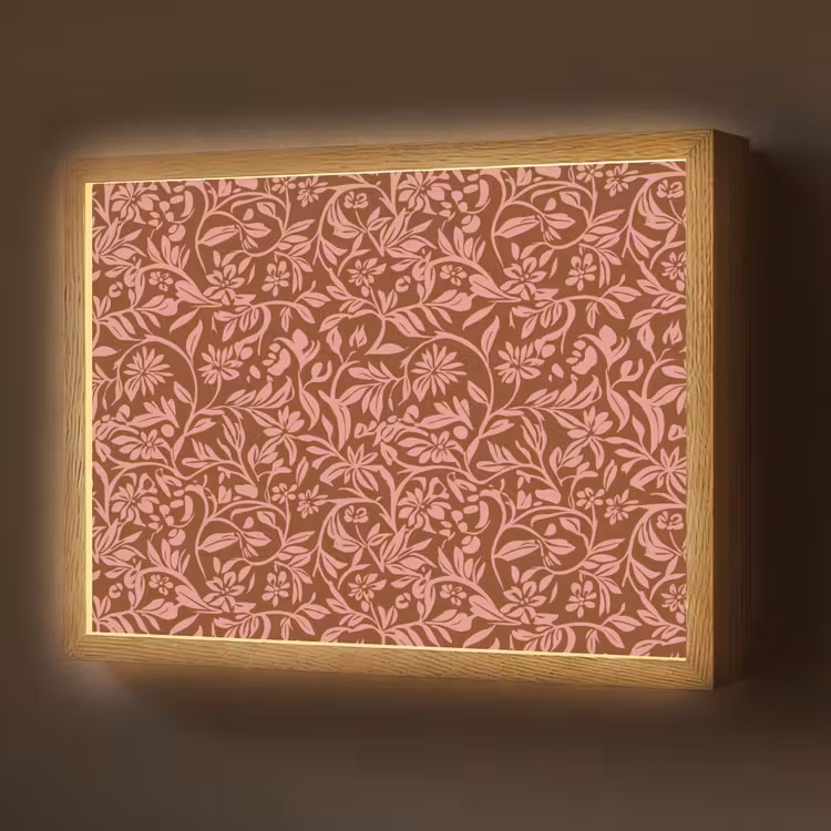 Bloemen - Print - Roze Light Box met batterij (Wandlamp) middel 907 -z3d_website
