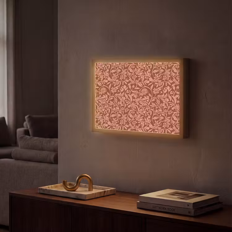 Bloemen - Print - Roze Light Box met batterij (Wandlamp) middel 907 -sfeer1