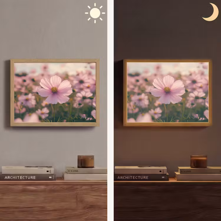 Bloemen - Paars - Wazig Light Box met batterij (Wandlamp) middel -sfeer3