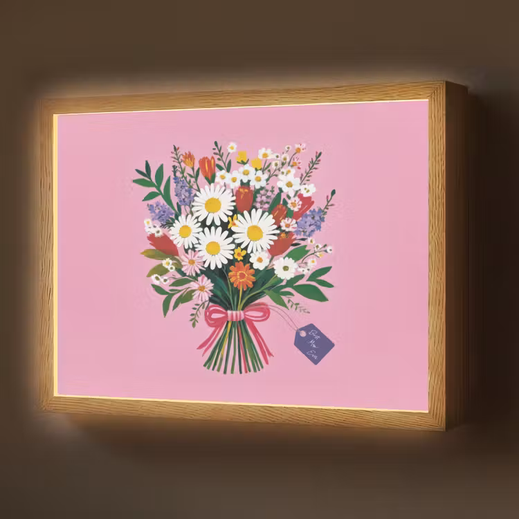 Bloemen - Quote - Kaartje - Kleurrijk Light Box met batterij (Wandlamp) middel -z3d_website