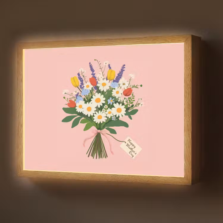 Bloemen - Lint - Kaartje Light Box met batterij (Wandlamp) middel -z3d_website
