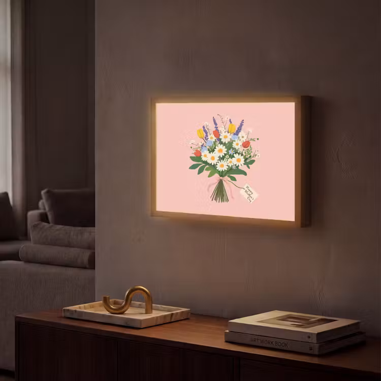 Bloemen - Lint - Kaartje Light Box met batterij (Wandlamp) middel -sfeer1