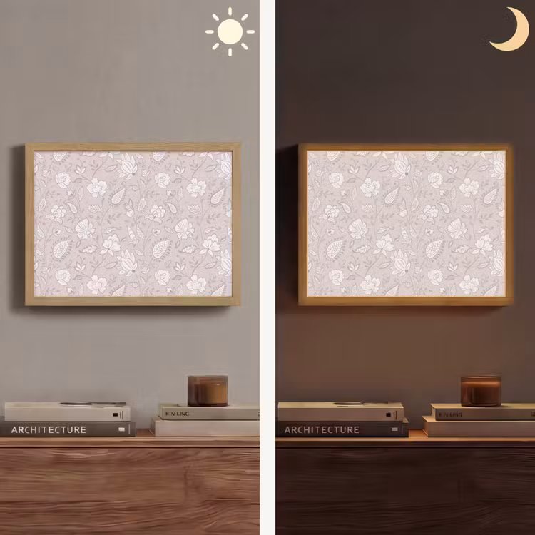 Bloemen - Getekend - Lavendel Light Box met batterij (Wandlamp) middel 907 -sfeer3