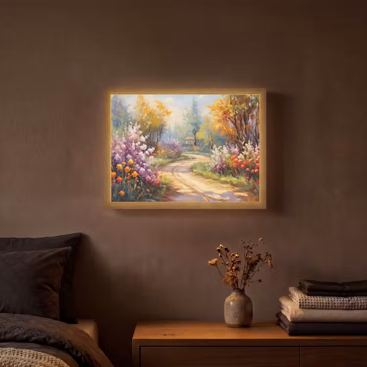 Bloemen - Bomen - Kunst - Watercolor Light Box met batterij (Wandlamp) middel -sfeer4