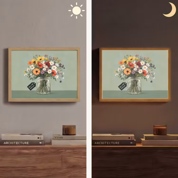 Bloemen - Vaas - Kaartje Light Box met batterij (Wandlamp) middel -sfeer3