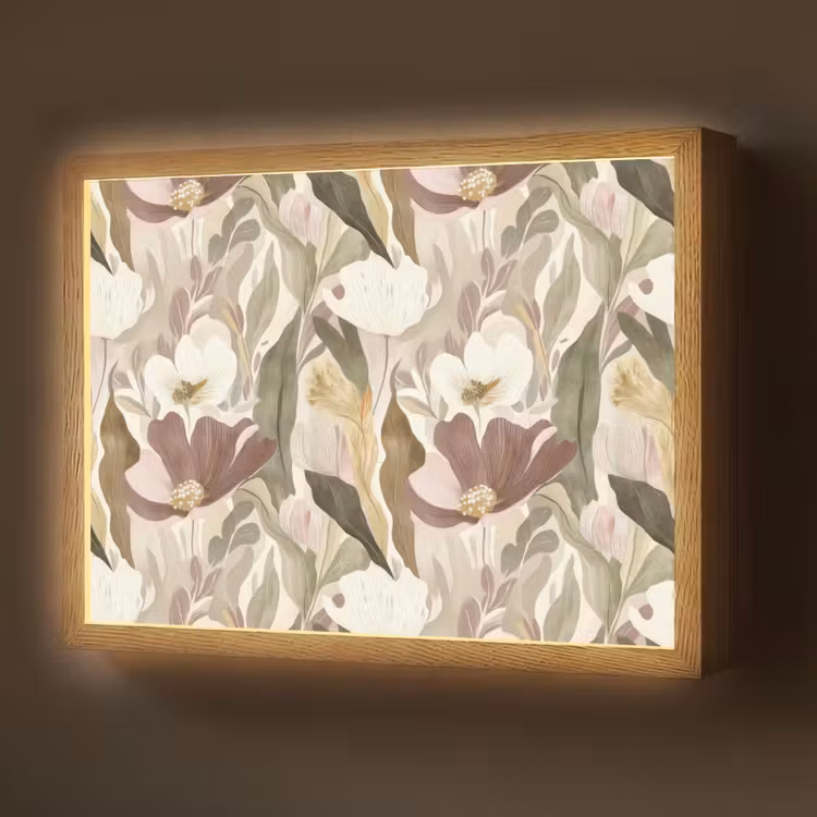 Bloemen - Aquarel - Kleurrijk Light Box met batterij (Wandlamp) middel 907 -z3d_website