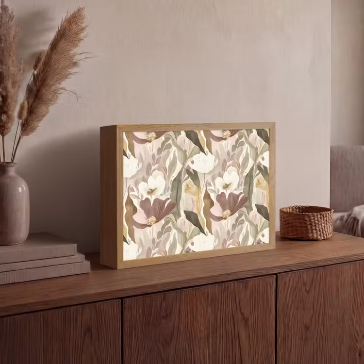 Bloemen - Aquarel - Kleurrijk Light Box met batterij (Wandlamp) middel 907 -sfeer2