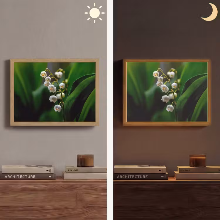 Bloemen - Wit - Bladeren - Lelietjes Light Box met batterij (Wandlamp) middel -sfeer3