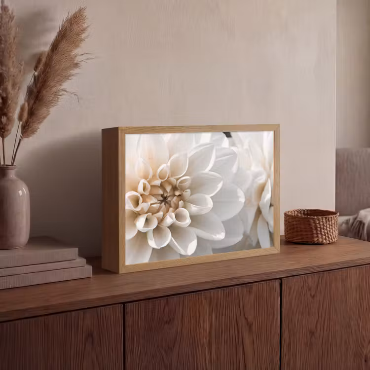 Bloemen - Wit - Natuur Light Box met batterij (Wandlamp) middel -sfeer2