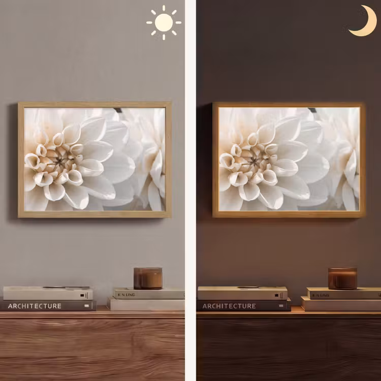 Bloemen - Wit - Natuur Light Box met batterij (Wandlamp) middel -sfeer3