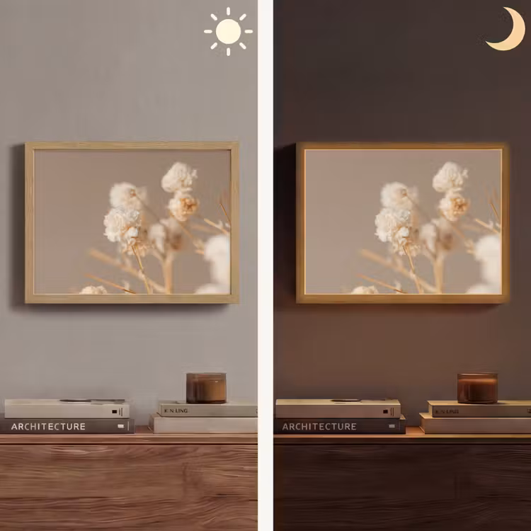 Bloemen - Wit - Natuur - Pastel Light Box met batterij (Wandlamp) middel -sfeer3