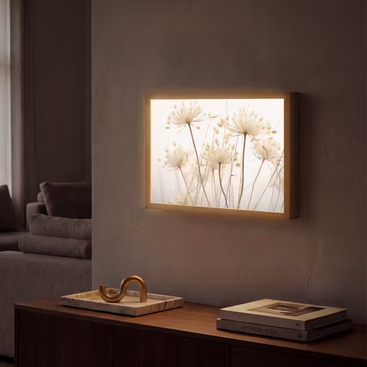 Bloemen - Wit - Zonlicht Light Box met batterij (Wandlamp) middel -sfeer1