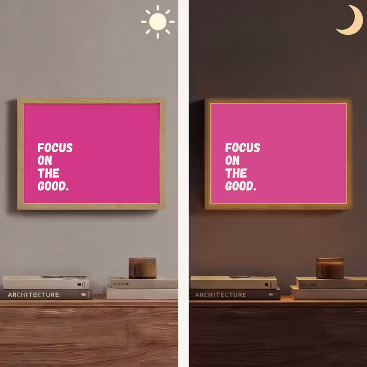 Focus on the good - Roze - Simple Light Box met batterij (Wandlamp) middel -sfeer3