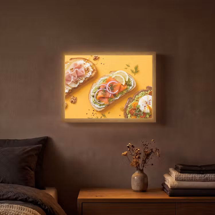 Eten - Brood - Ontbijt - Modern - Kleurrijk Light Box met batterij (Wandlamp) middel -sfeer4