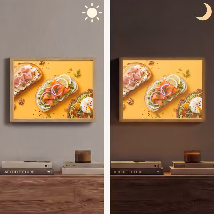 Eten - Brood - Ontbijt - Modern - Kleurrijk Light Box met batterij (Wandlamp) middel -sfeer3