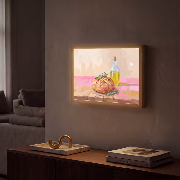 Eten - Brood - Olijfolie - Abstract - Keuken Light Box met batterij (Wandlamp) middel -sfeer1