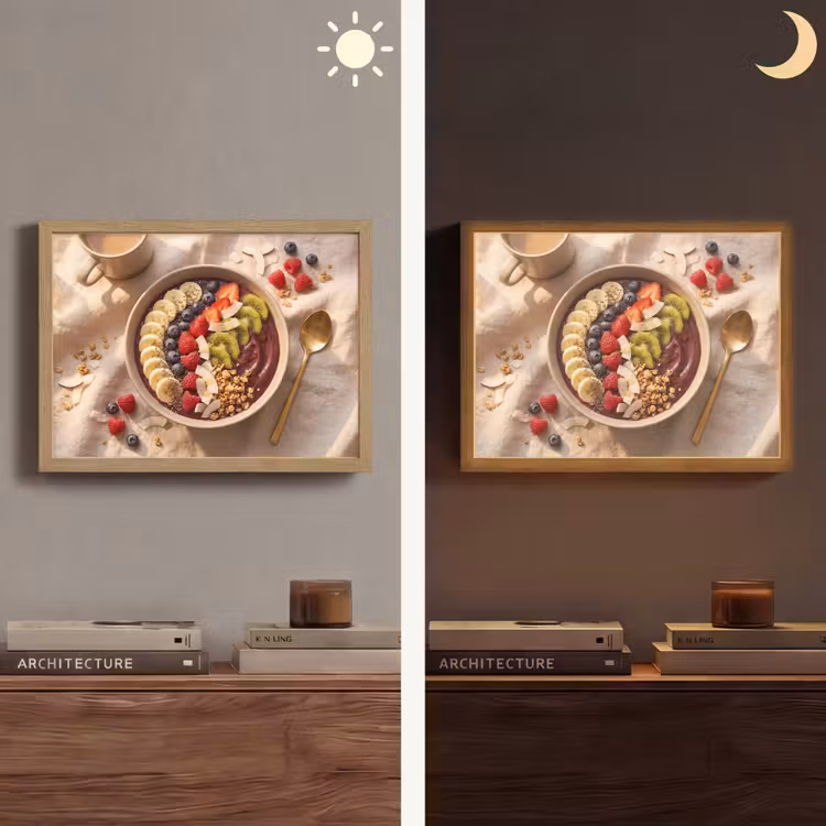 Eten - Ontbijtkom - Fruit - Gezond - Kleurrijk Light Box met batterij (Wandlamp) middel -sfeer3