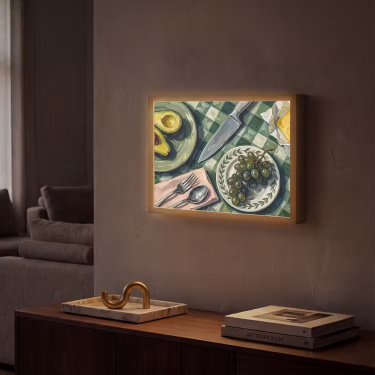 Eten - Ontbijt - Tafel - Modern - Groen Light Box met batterij (Wandlamp) middel -sfeer1