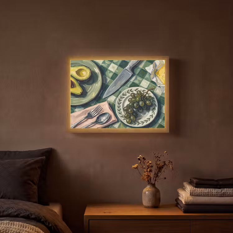 Eten - Ontbijt - Tafel - Modern - Groen Light Box met batterij (Wandlamp) middel -sfeer4