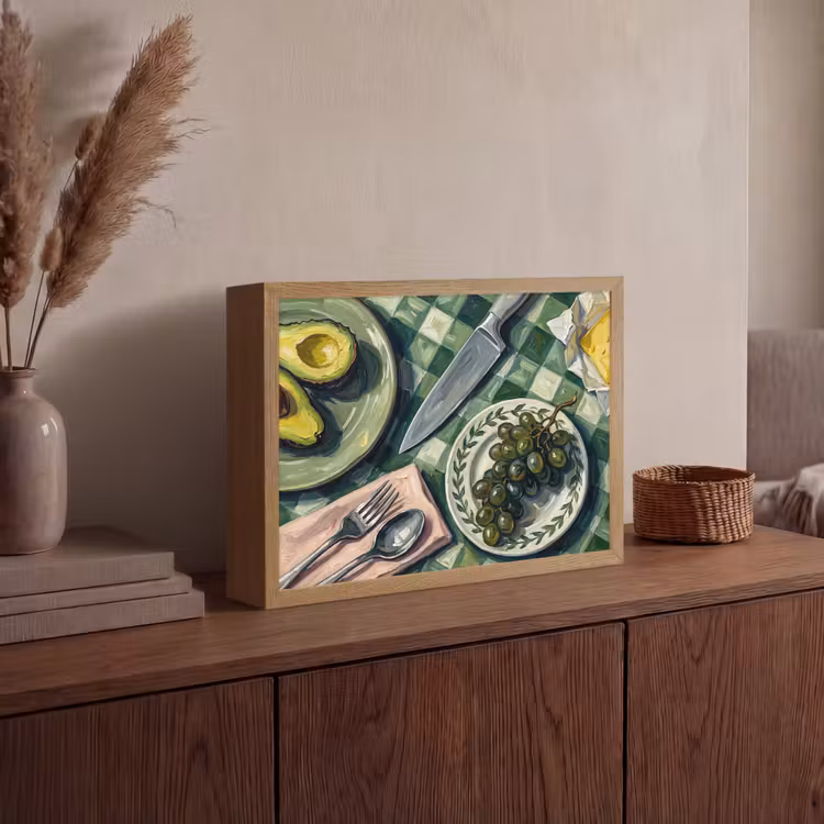 Eten - Ontbijt - Tafel - Modern - Groen Light Box met batterij (Wandlamp) middel -sfeer2