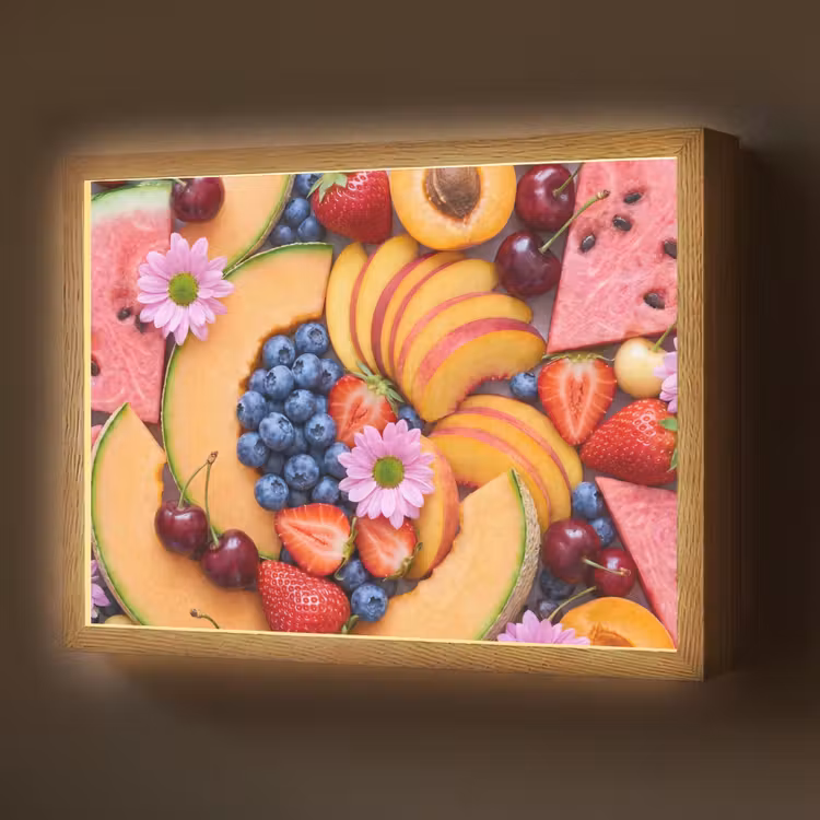 Eten - Fruit - Zomer - Kleurrijk Light Box met batterij (Wandlamp) middel -z3d_website