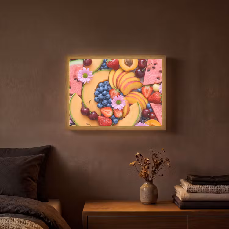 Eten - Fruit - Zomer - Kleurrijk Light Box met batterij (Wandlamp) middel -sfeer4