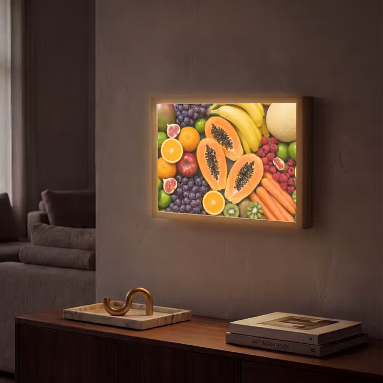 Eten - Fruit - Groenten - Vers - Kleurrijk Light Box met batterij (Wandlamp) middel -sfeer1