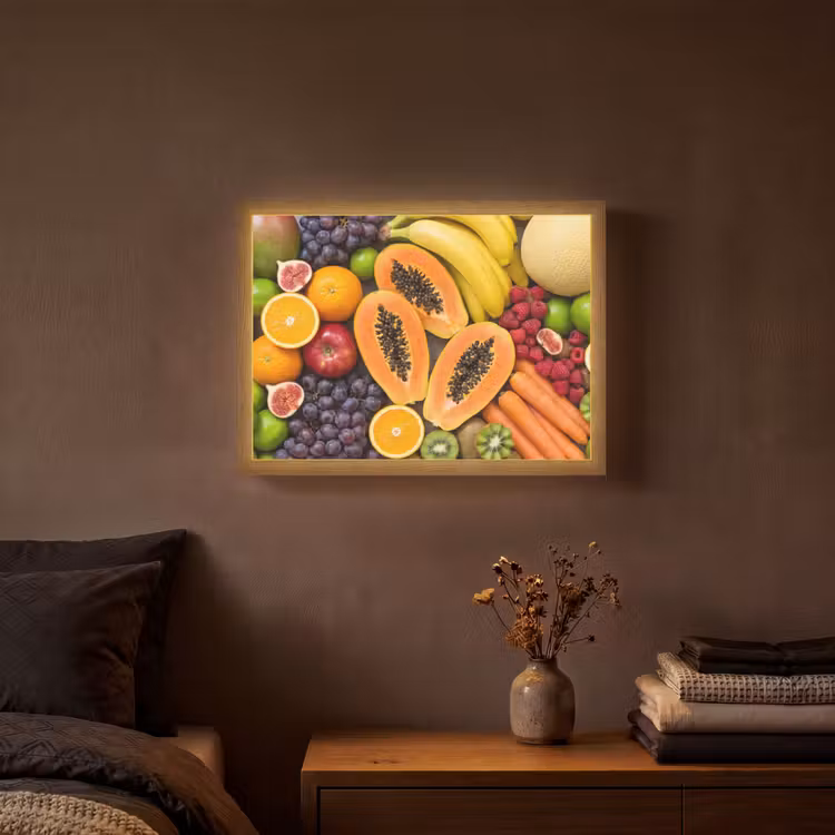 Eten - Fruit - Groenten - Vers - Kleurrijk Light Box met batterij (Wandlamp) middel -sfeer4