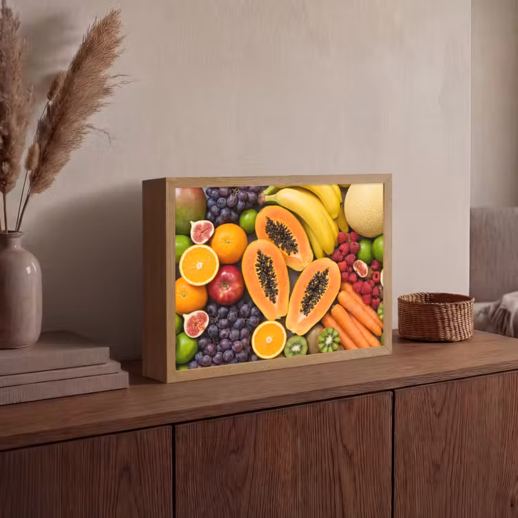 Eten - Fruit - Groenten - Vers - Kleurrijk Light Box met batterij (Wandlamp) middel -sfeer2