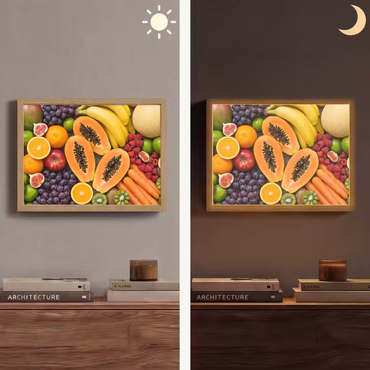 Eten - Fruit - Groenten - Vers - Kleurrijk Light Box met batterij (Wandlamp) middel -sfeer3