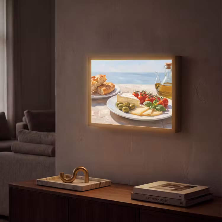 Eten - Middellandse Zee - Natuur - Geschilderd Light Box met batterij (Wandlamp) middel -sfeer1