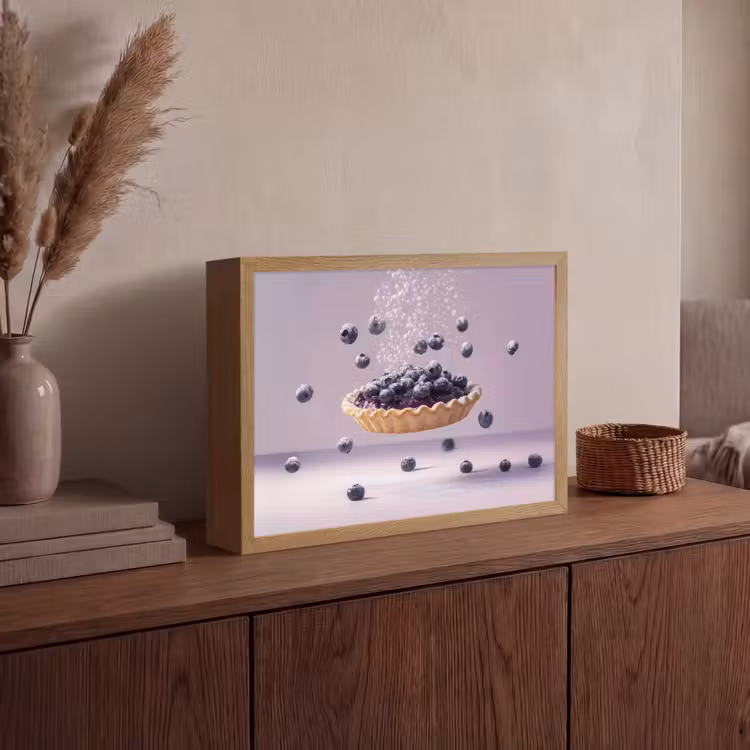 Eten - Taart - Bessen - Blauw Light Box met batterij (Wandlamp) middel -sfeer2