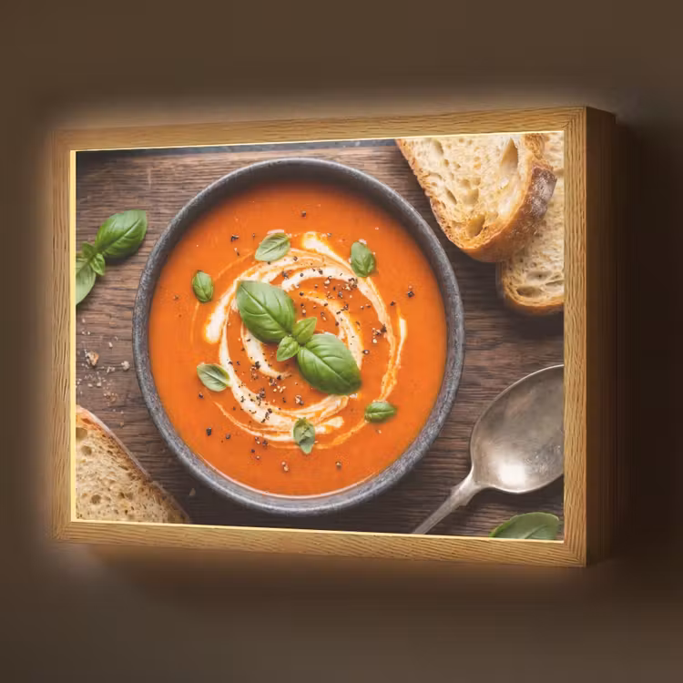 Eten - Soep - Basilicum - Rustiek - Rood Light Box met batterij (Wandlamp) middel -z3d_website