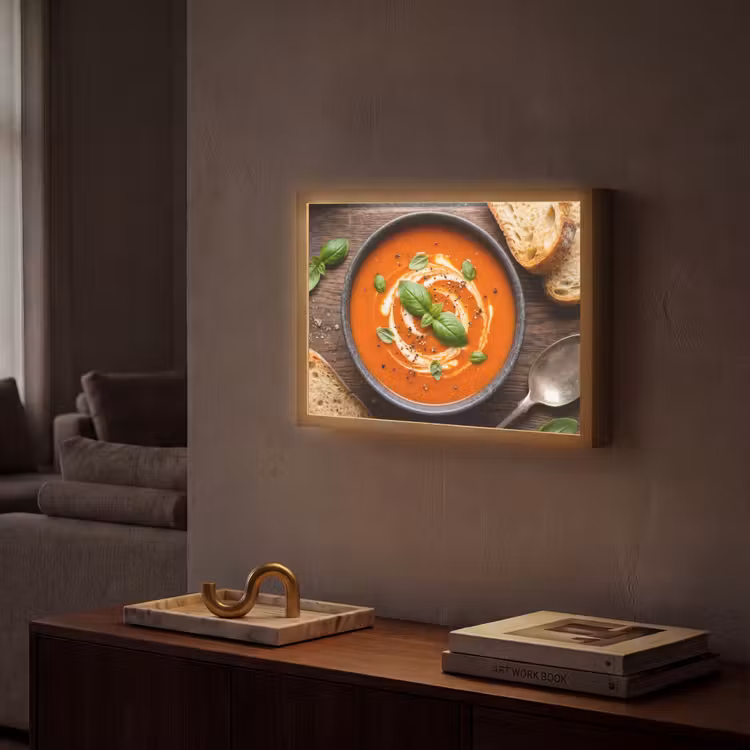 Eten - Soep - Basilicum - Rustiek - Rood Light Box met batterij (Wandlamp) middel -sfeer1