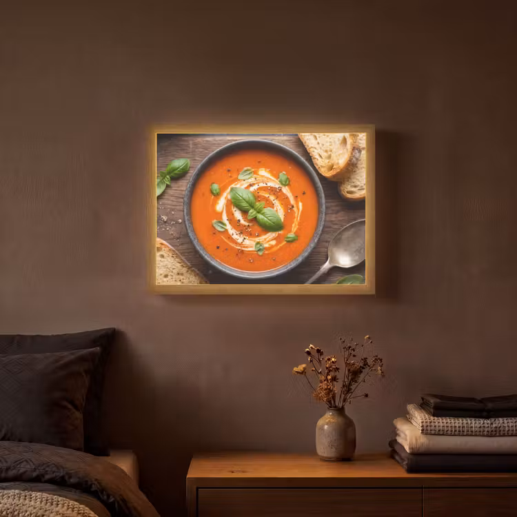 Eten - Soep - Basilicum - Rustiek - Rood Light Box met batterij (Wandlamp) middel -sfeer4