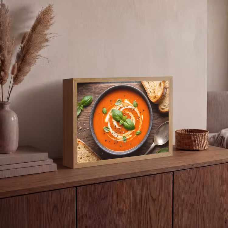 Eten - Soep - Basilicum - Rustiek - Rood Light Box met batterij (Wandlamp) middel -sfeer2