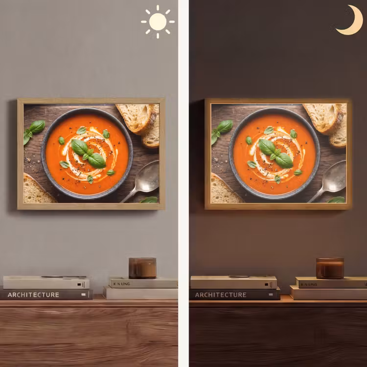 Eten - Soep - Basilicum - Rustiek - Rood Light Box met batterij (Wandlamp) middel -sfeer3