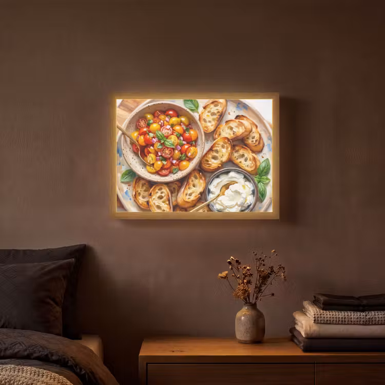 Eten - Tomaat - Brood - Kleurrijk - Keuken Light Box met batterij (Wandlamp) middel -sfeer4