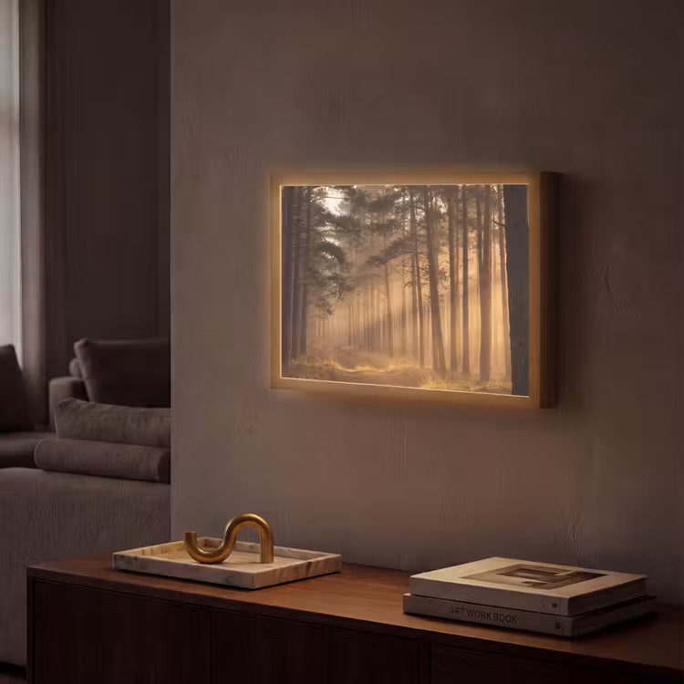 Bos - Mist - Zonlicht Light Box met batterij (Wandlamp) middel -sfeer1
