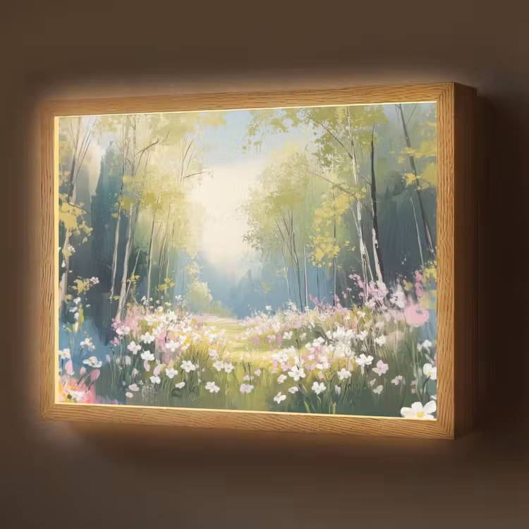 Bos - Schilderstijl - Kleurrijk Light Box met batterij (Wandlamp) middel -z3d_website