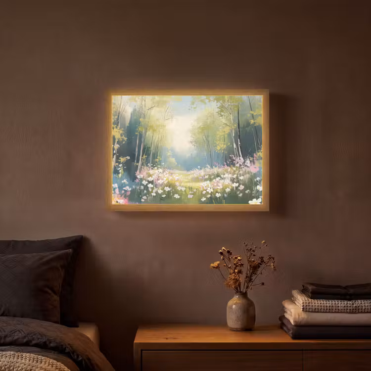 Bos - Schilderstijl - Kleurrijk Light Box met batterij (Wandlamp) middel -sfeer4